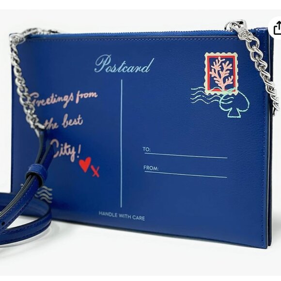 Kate Spade Bon Voyage Off the Grid Postcard Double Zip Crossbody bag purse nwot - Picture 2 of 8